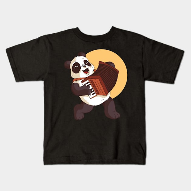 Panda with accordion Kids T-Shirt by EarlAdrian